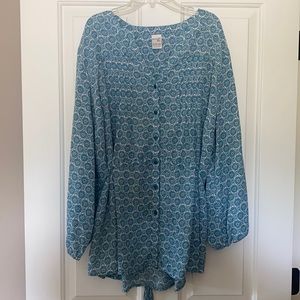 Terra & Sky blouse 1X adjustable cinched waist